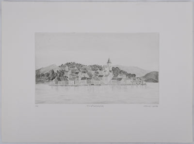 Camille COMBE :  Kristiansund, Gravure originale signée