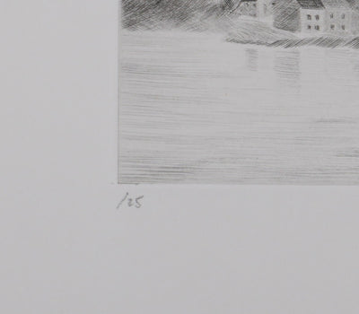 Camille COMBE :  Kristiansund, Gravure originale signée