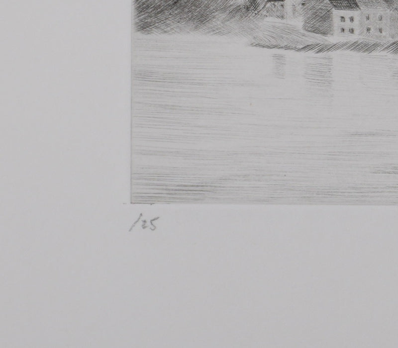 Camille COMBE :  Kristiansund, Gravure originale signée