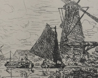 Johan-Barthold JONKIND : Les moulins en Hollande, Héliotypie signée