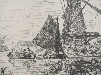 Johan-Barthold JONKIND : Les moulins en Hollande, Héliotypie signée