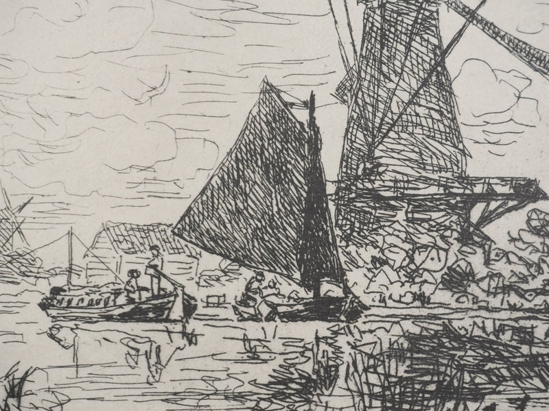 Johan-Barthold JONKIND : Les moulins en Hollande, Héliotypie signée