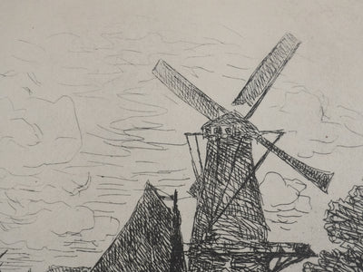 Johan-Barthold JONKIND : Les moulins en Hollande, Héliotypie signée
