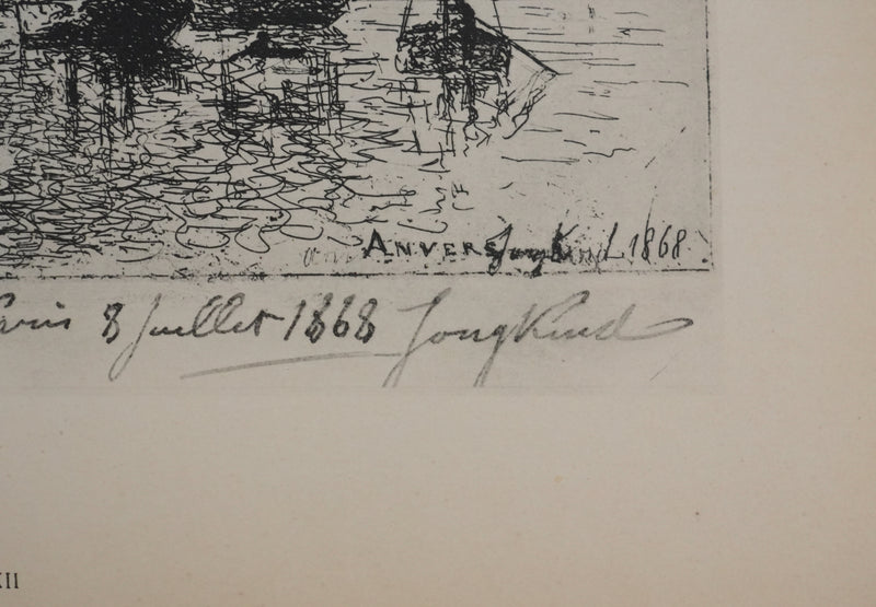 Johan-Barthold JONKIND : Coucher de soleil à Anvers, Héliotypie signée
