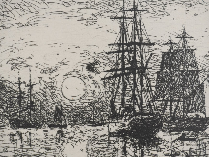 Johan-Barthold JONKIND : Coucher de soleil à Anvers, Héliotypie signée