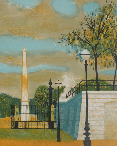 Yves GANNE : Obélisque dans le parc, Lithographie originale signée