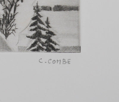 Camille COMBE : Porrentruy sous la neige, Gravure originale signée
