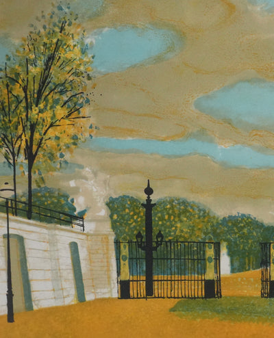 Yves GANNE : Obélisque dans le parc, Lithographie originale signée