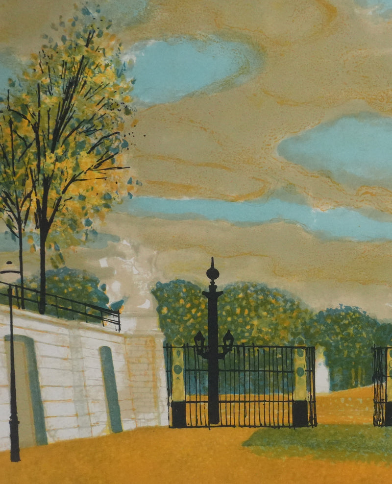 Yves GANNE : Obélisque dans le parc, Lithographie originale signée
