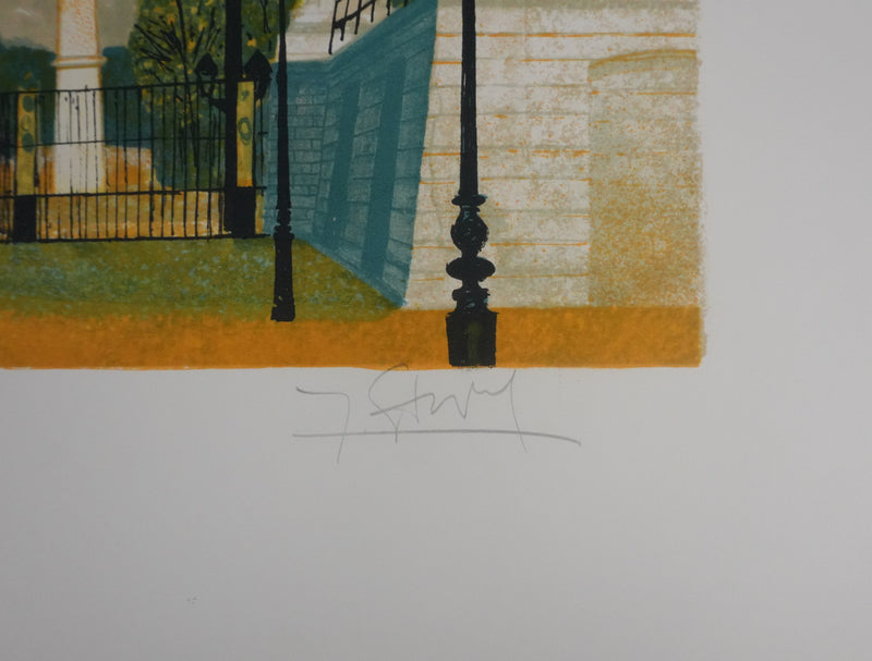 Yves GANNE : Obélisque dans le parc, Lithographie originale signée