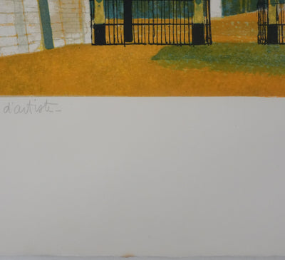 Yves GANNE : Obélisque dans le parc, Lithographie originale signée