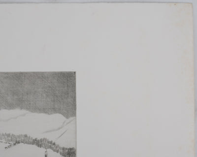 Camille COMBE : Porrentruy sous la neige, Gravure originale signée