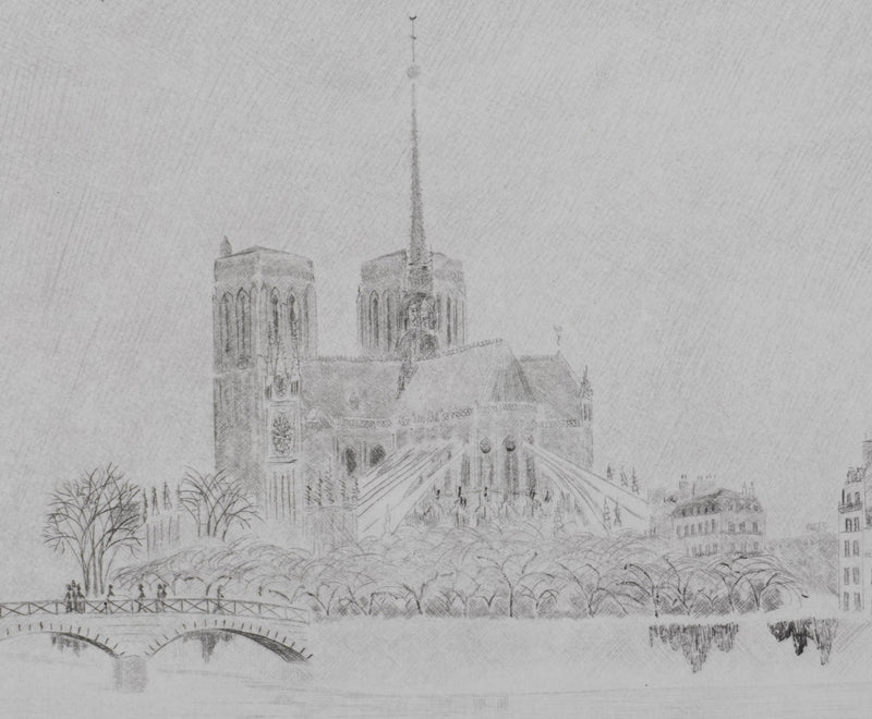 Camille COMBE : Notre-Dame, Gravure originale signée