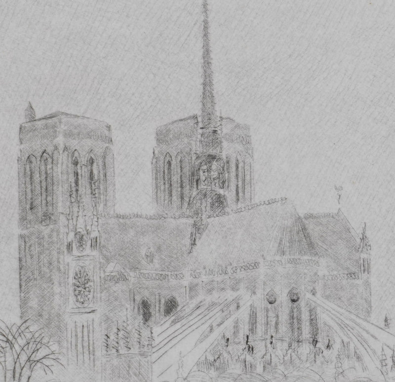 Camille COMBE : Notre-Dame, Gravure originale signée