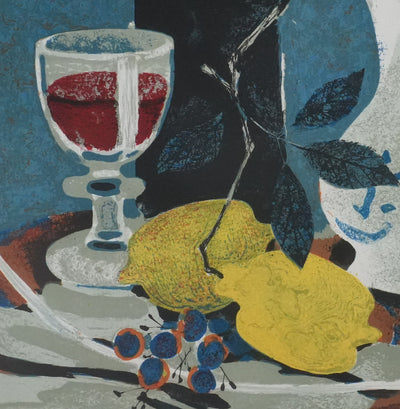 Yves GANNE : Nature morte aux citrons, Lithographie originale signée