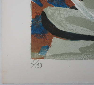 Yves GANNE : Nature morte aux citrons, Lithographie originale signée
