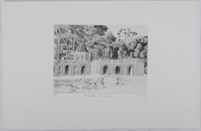 Camille COMBE : Promenade à l'Ermitage, Gravure originale signée