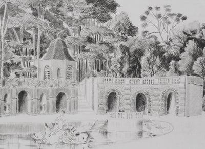 Camille COMBE : Promenade à l'Ermitage, Gravure originale signée