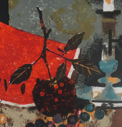 Yves GANNE : La pastèque et la bougie, Lithographie originale signée