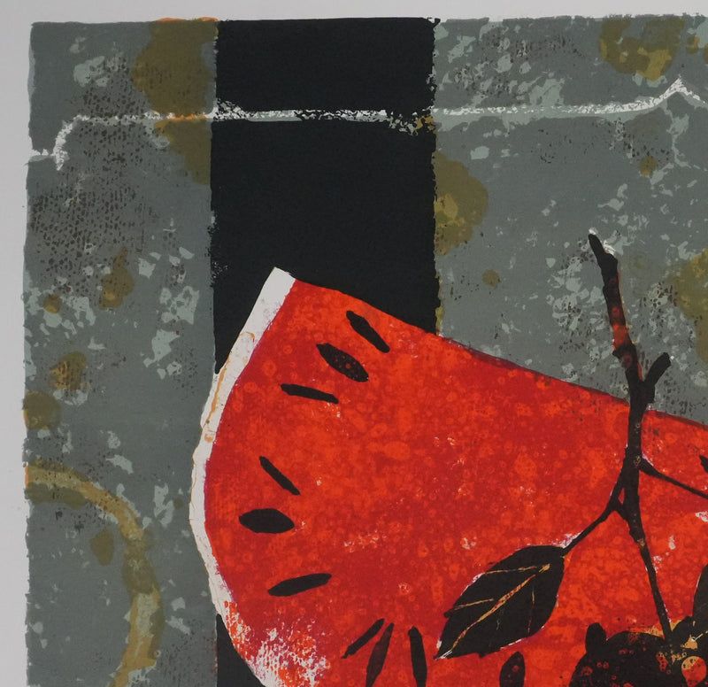 Yves GANNE : La pastèque et la bougie, Lithographie originale signée