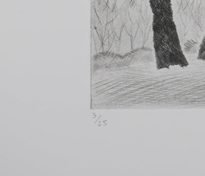 Camille COMBE : Les chênes de Servanes, Gravure originale (photo de détail 6) - Crédit photo : Galerie Art.Paris