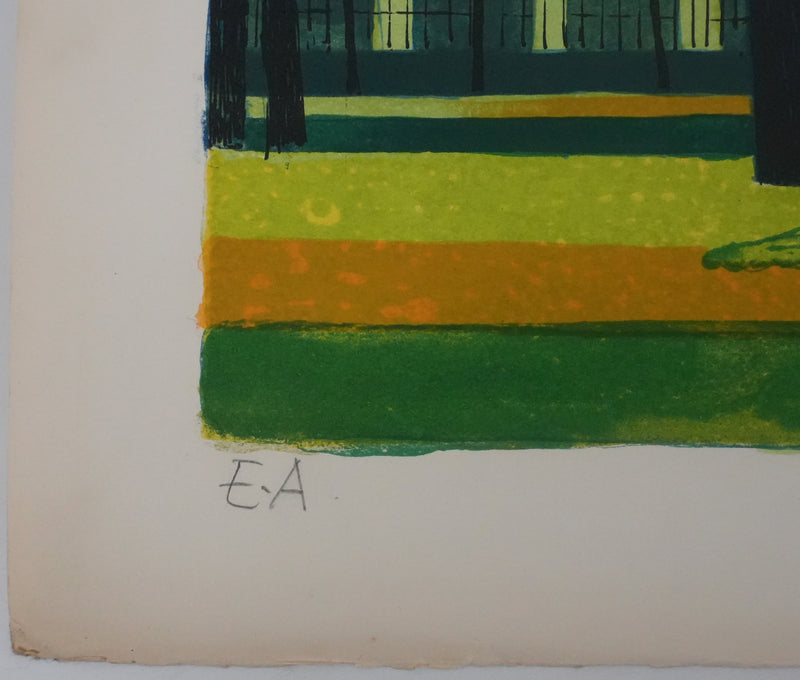 Yves GANNE : La fontaine du parc, Lithographie originale signée