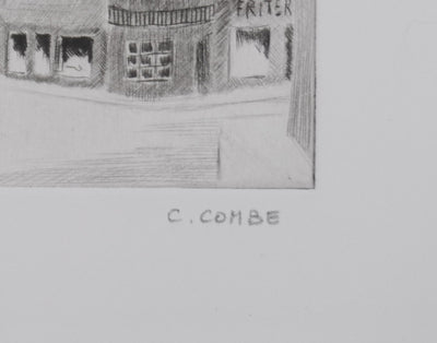 Camille COMBE : Quartier latin, Gravure originale signée
