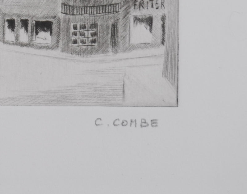 Camille COMBE : Quartier latin, Gravure originale signée