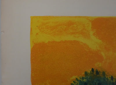 Yves GANNE : La fontaine du parc, Lithographie originale signée