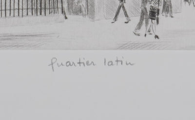 Camille COMBE : Quartier latin, Gravure originale signée