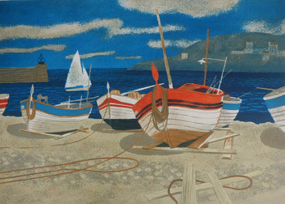 Yves GANNE : Les bateaux, Lithographie originale signée