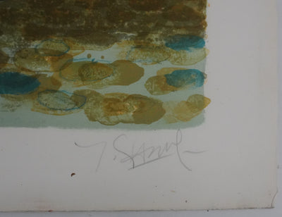 Yves GANNE : La flèche de Notre-Dame de Paris, Lithographie originale signée