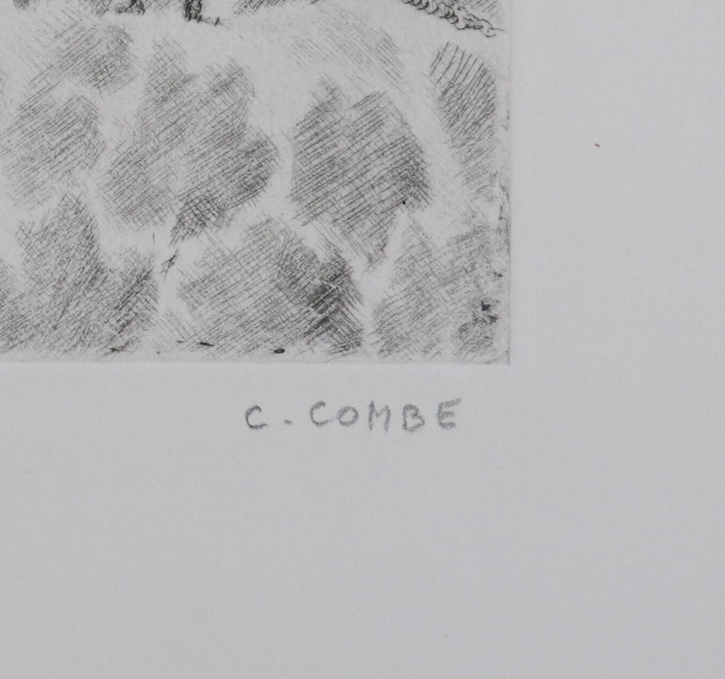 Camille COMBE : Les Alpilles, Gravure originale signée