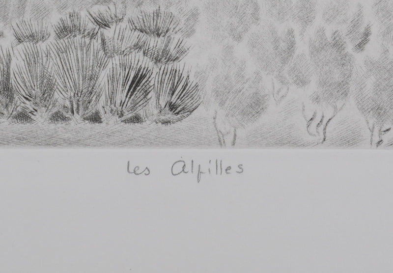 Camille COMBE : Les Alpilles, Gravure originale signée