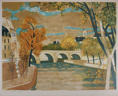 Yves GANNE : Sur les quais de Paris, Lithographie originale signée