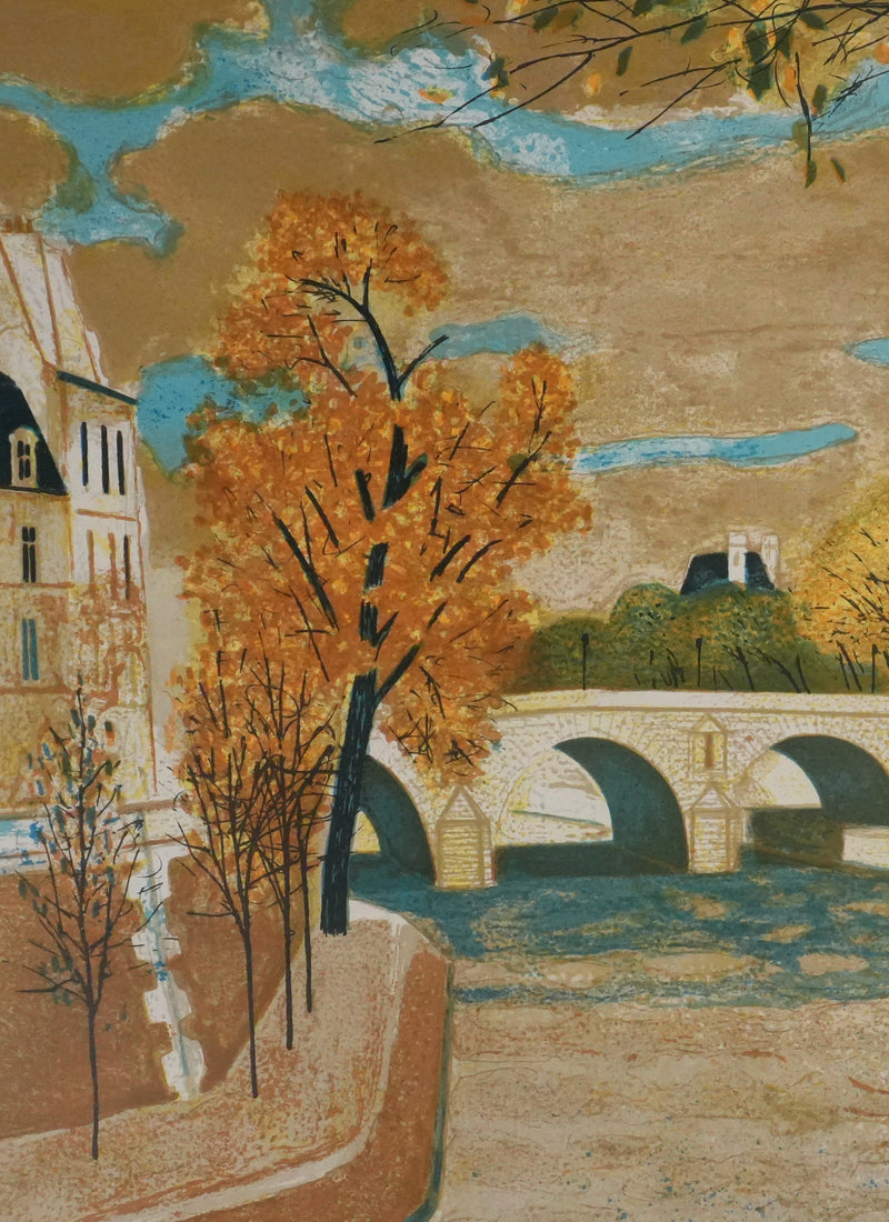 Yves GANNE : Sur les quais de Paris, Lithographie originale signée