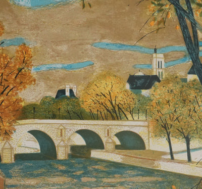 Yves GANNE : Sur les quais de Paris, Lithographie originale signée