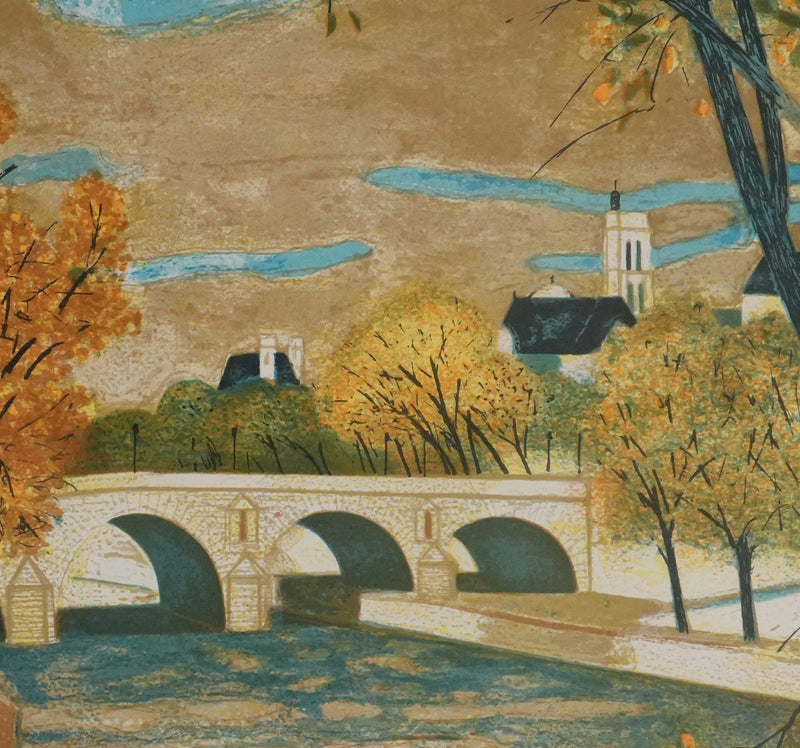 Yves GANNE : Sur les quais de Paris, Lithographie originale signée