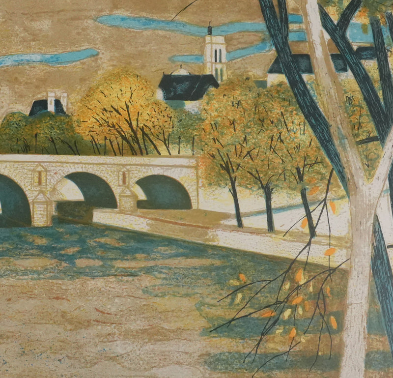 Yves GANNE : Sur les quais de Paris, Lithographie originale signée