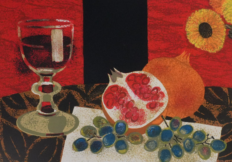 Yves GANNE : Nature morte aux grenades, Lithographie originale signée