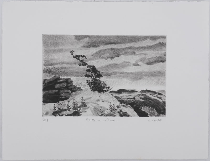Camille COMBE : Plateau Velave, Gravure originale signée