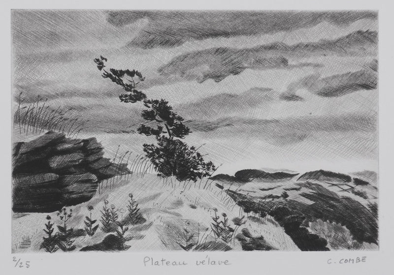 Camille COMBE : Plateau Velave, Gravure originale signée