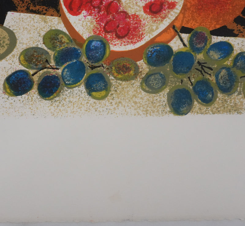 Yves GANNE : Nature morte aux grenades, Lithographie originale signée