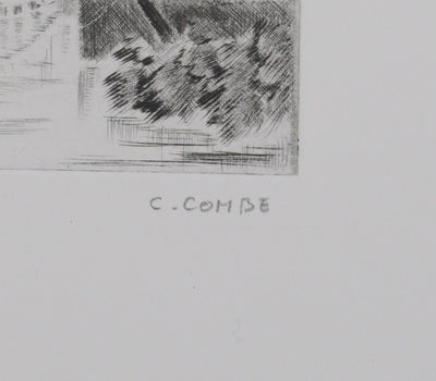 Camille COMBE : Le pont des Augustins, Gravure originale signée