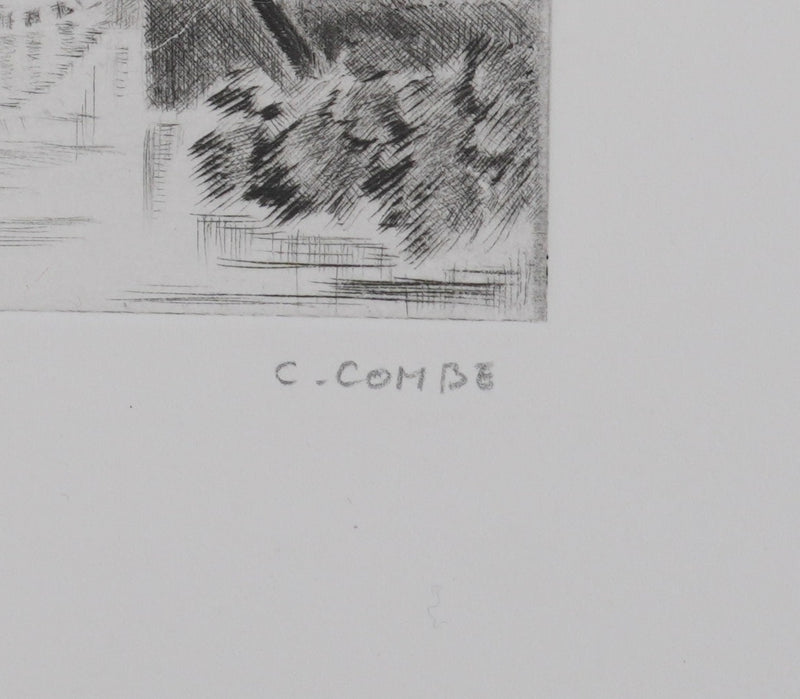 Camille COMBE : Le pont des Augustins, Gravure originale signée