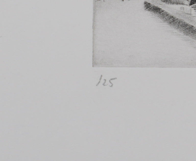Camille COMBE : Le pont des Augustins, Gravure originale signée