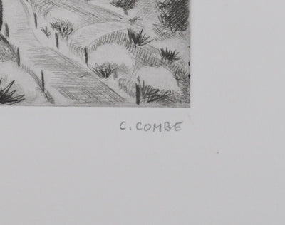 Camille COMBE : Les genêts ardéchois, Gravure originale signée