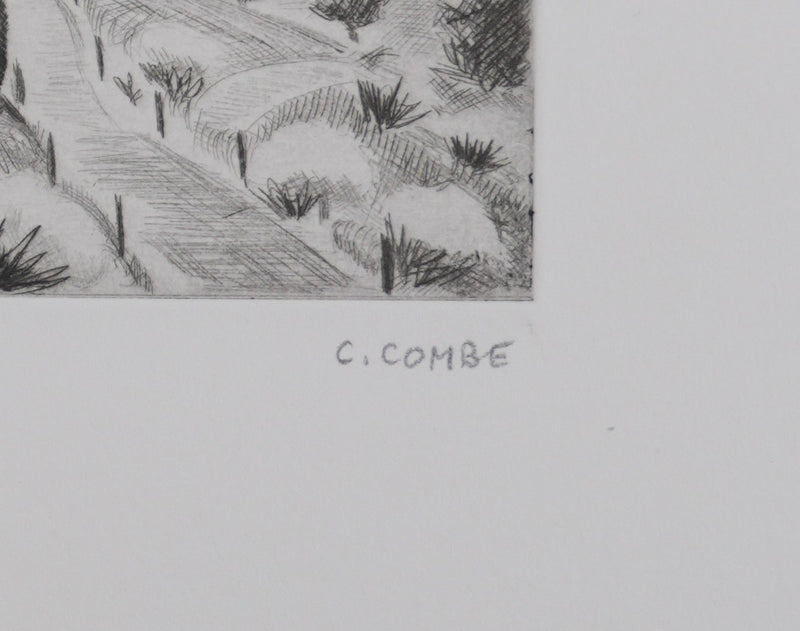 Camille COMBE : Les genêts ardéchois, Gravure originale signée