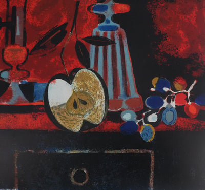 Yves GANNE : La coupe aux fruits, Lithographie originale signée