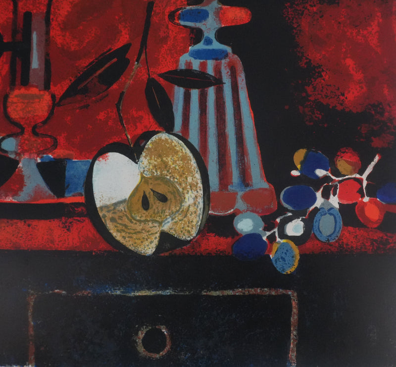 Yves GANNE : La coupe aux fruits, Lithographie originale signée